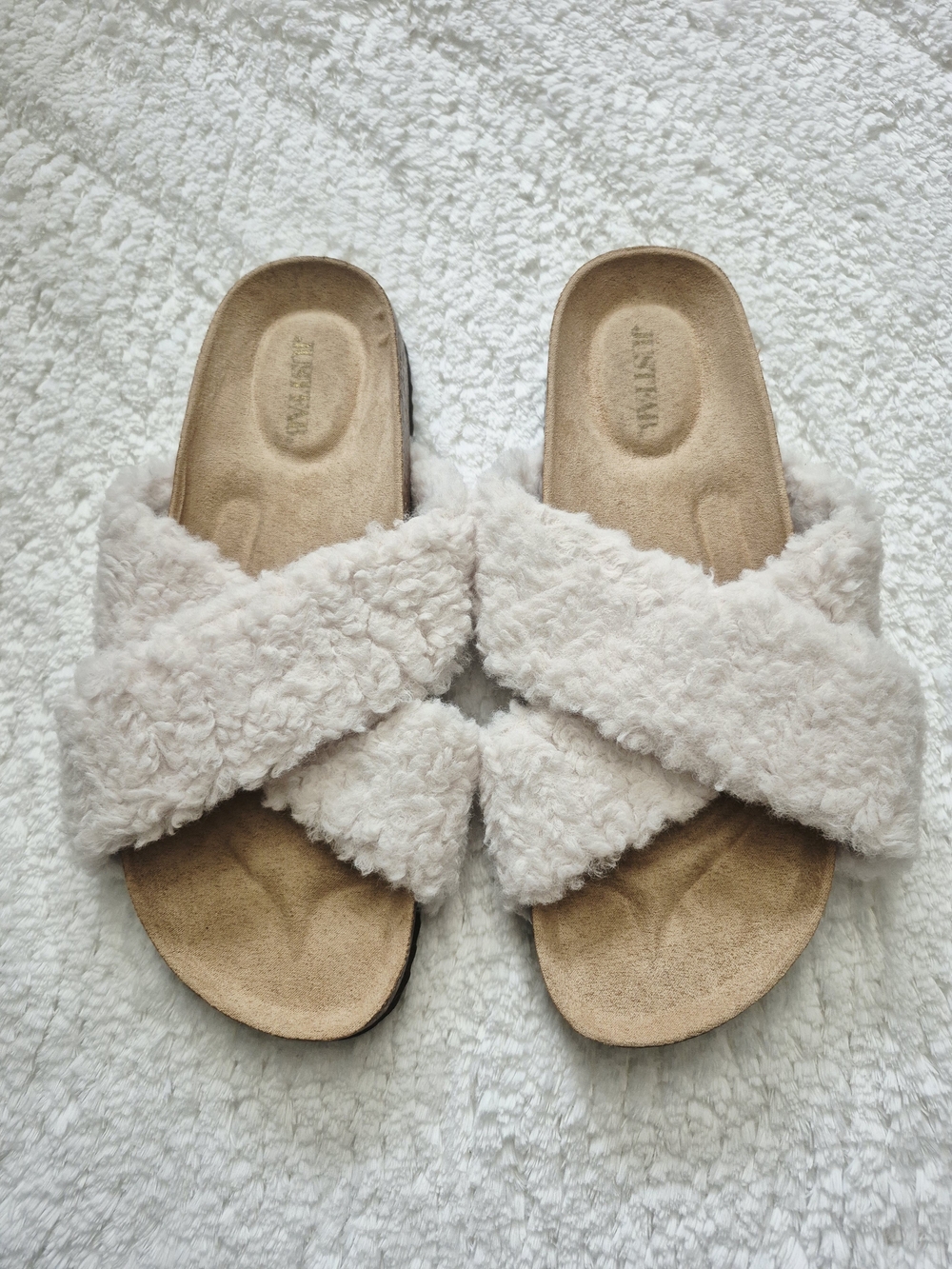 Plush Crisscross Slide Sandals